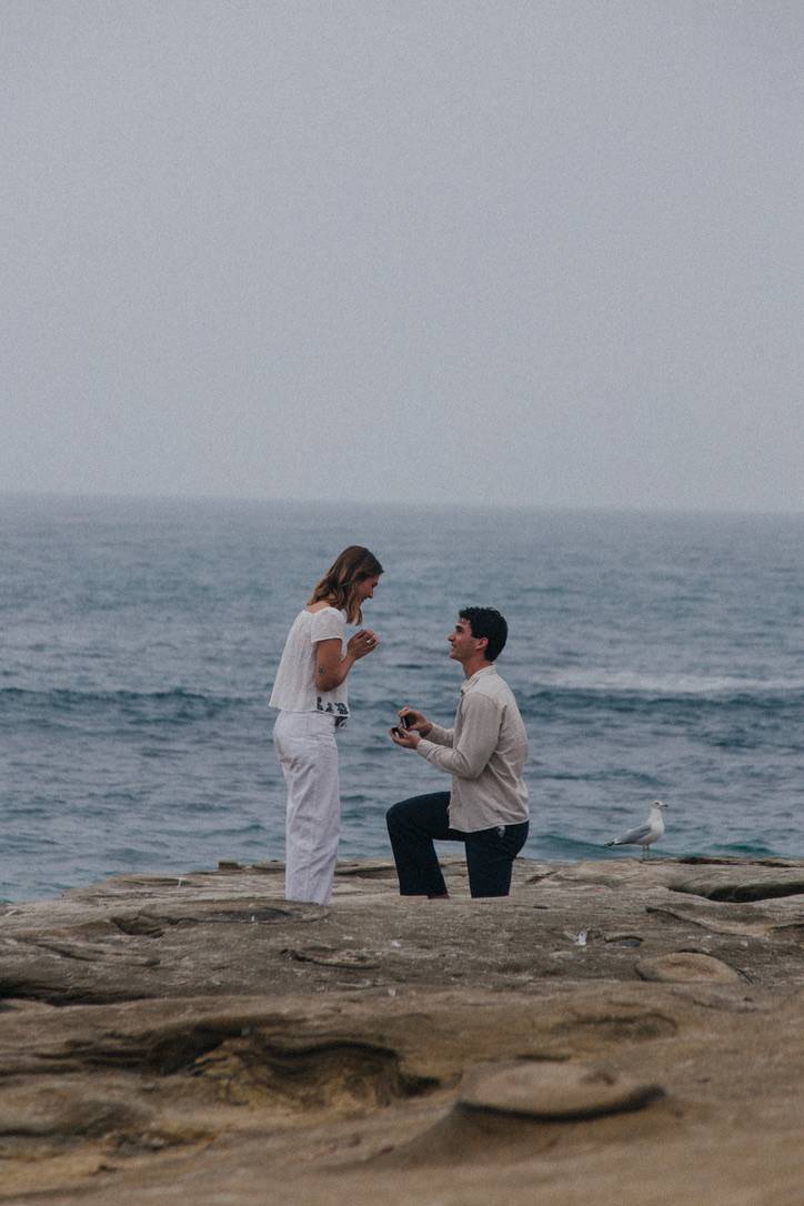 Proposing on the rocks at Windansea Beach